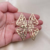 Oro Laminado Stud Earring, Gold Filled Style Butterfly Design, Polished, Golden Finish, 02.213.0668