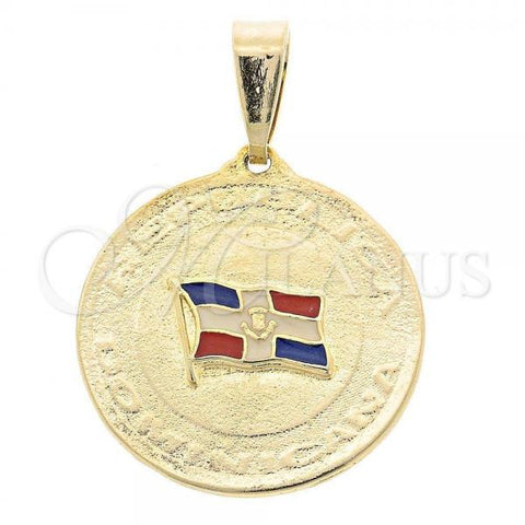 Oro Laminado Fancy Pendant, Gold Filled Style Enamel Finish, Golden Finish, 05.16.0153