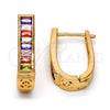 Oro Laminado Huggie Hoop, Gold Filled Style with Multicolor and White Cubic Zirconia, Polished, Golden Finish, 02.267.0010.15