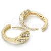 Oro Laminado Huggie Hoop, Gold Filled Style with White Crystal, Polished, Golden Finish, 02.165.0147