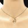 Oro Laminado Pendant Necklace, Gold Filled Style Heart Design, with White Micro Pave, Polished, Golden Finish, 04.156.0030.2.20