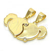 Oro Laminado Fancy Pendant, Gold Filled Style Heart Design, with White Cubic Zirconia, Polished, Golden Finish, 05.179.0065