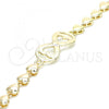 Oro Laminado Fancy Bracelet, Gold Filled Style Infinite and Heart Design, Polished, Golden Finish, 03.63.1856.07