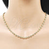 Oro Laminado Fancy Necklace, Gold Filled Style Puff Mariner Design, Polished, Golden Finish, 04.326.0006.22
