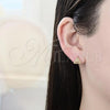 Oro Laminado Stud Earring, Gold Filled Style with White Micro Pave, Polished, Golden Finish, 02.94.0100