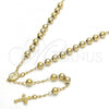 Oro Laminado Medium Rosary, Gold Filled Style Divino Niño and Crucifix Design, Polished, Golden Finish, 09.118.0014.24