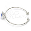 Rhodium Plated Individual Bangle, with Bermuda Blue Swarovski Crystals, Polished, Rhodium Finish, 07.239.0012.7 (02 MM Thickness, One size fits all)