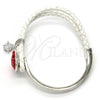 Rhodium Plated Individual Bangle, Heart Design, with Light Siam Swarovski Crystals and White Micro Pave, Polished, Rhodium Finish, 07.239.0008.7 (03 MM Thickness, One size fits all)