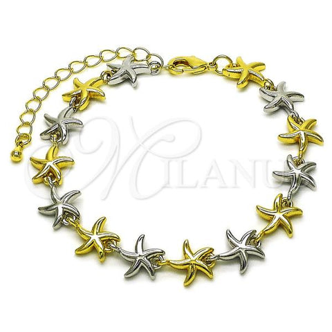 Oro Laminado Tennis Bracelet, Gold Filled Style Star Design, Polished, Two Tone, 03.341.0244.07