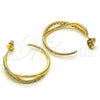 Oro Laminado Medium Hoop, Gold Filled Style Infinite Design, with White Micro Pave, Polished, Golden Finish, 02.210.0792.30