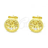 Sterling Silver Stud Earring, Tree Design, with White Cubic Zirconia, Polished, Golden Finish, 02.369.0034.2