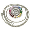 Rhodium Plated Pendant Necklace, Initials Design, with Multicolor Cubic Zirconia, Polished, Rhodium Finish, 04.210.0015.3.20