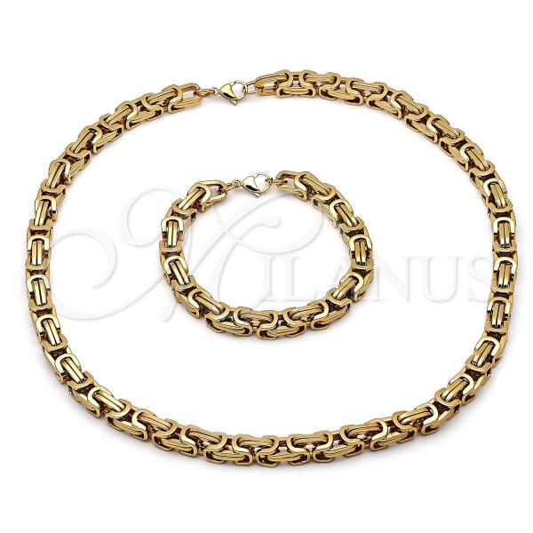Stainless Steel Necklace and Bracelet, Polished, Golden Finish, 06.116.0025.2