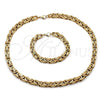 Stainless Steel Necklace and Bracelet, Polished, Golden Finish, 06.116.0025.2