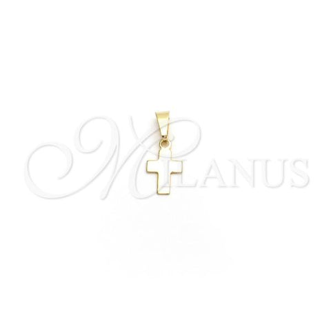 Oro Laminado Religious Pendant, Gold Filled Style Cross Design, Polished, Golden Finish, 05.02.0061