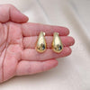 Oro Laminado Stud Earring, Gold Filled Style Chunky Design, Polished, Golden Finish, 02.122.0124