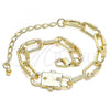 Oro Laminado Fancy Bracelet, Gold Filled Style Paperclip Design, Polished, Golden Finish, 03.321.0001.09