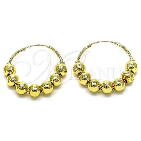 Oro Laminado Medium Hoop, Gold Filled Style Ball Design, Polished, Golden Finish, 02.170.0435.35