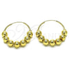 Oro Laminado Medium Hoop, Gold Filled Style Ball Design, Polished, Golden Finish, 02.170.0435.35