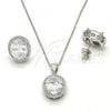 Sterling Silver Earring and Pendant Adult Set, with White Cubic Zirconia and White Micro Pave, Polished, Rhodium Finish, 10.174.0241