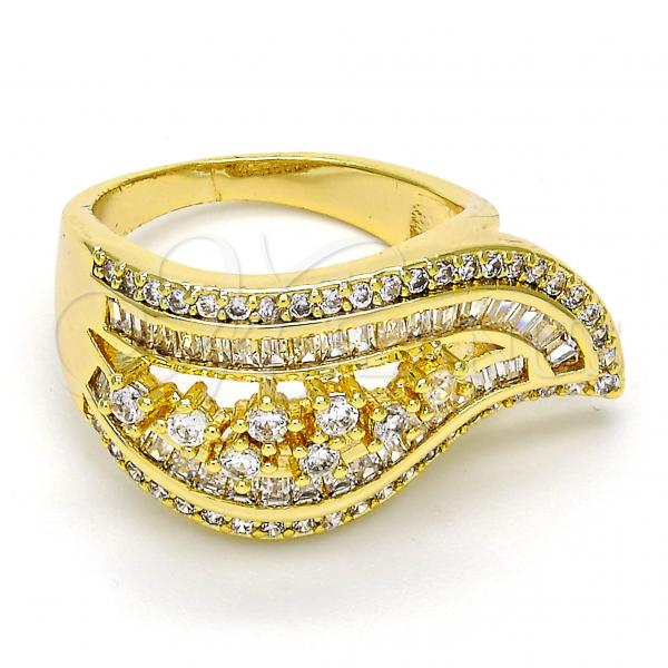 Oro Laminado Multi Stone Ring, Gold Filled Style with White Cubic Zirconia and White Micro Pave, Polished, Golden Finish, 01.99.0063.08 (Size 8)