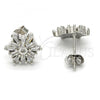 Sterling Silver Stud Earring, with White Cubic Zirconia, Polished, Rhodium Finish, 02.175.0110