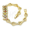 Oro Laminado Fancy Bracelet, Gold Filled Style with Multicolor Cubic Zirconia, Polished, Golden Finish, 03.210.0083.1.07