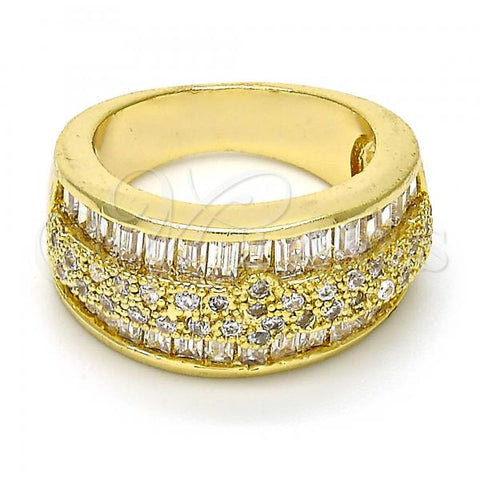 Oro Laminado Multi Stone Ring, Gold Filled Style with White Cubic Zirconia and White Micro Pave, Polished, Golden Finish, 01.99.0023.09 (Size 9)