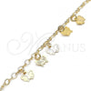 Oro Laminado Charm Anklet , Gold Filled Style Butterfly Design, Polished, Golden Finish, 03.63.2210.10