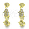 Oro Laminado Stud Earring, Gold Filled Style Hand of God Design, with White Micro Pave, Polished, Golden Finish, 02.341.0094