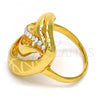 Oro Laminado Multi Stone Ring, Gold Filled Style Heart Design, with White Crystal, Polished, Golden Finish, 01.241.0032.07 (Size 7)