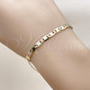 Oro Laminado Basic Bracelet, Gold Filled Style Mariner Design, Polished, Tricolor, 03.213.0351.08