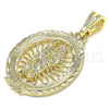 Oro Laminado Fancy Pendant, Gold Filled Style San Judas Design, Polished, Tricolor, 05.351.0088