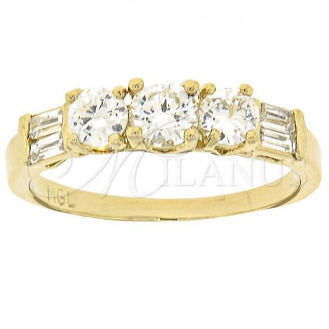 Oro Laminado Wedding Ring, Gold Filled Style with White Cubic Zirconia, Polished, Golden Finish, 5.164.023.07 (Size 7)