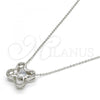 Gold Tone Pendant Necklace, with White Cubic Zirconia and White Micro Pave, Polished, Rhodium Finish, 04.213.0014.16.GT