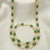 Oro Laminado Necklace and Bracelet, Gold Filled Style Butterfly Design, with Green and White Cubic Zirconia, Polished, Golden Finish, 06.284.0004.1