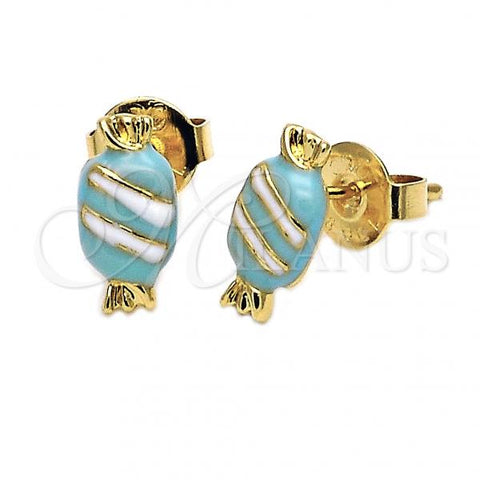 Oro Laminado Stud Earring, Gold Filled Style Candy Design, Blue Enamel Finish, Golden Finish, 5.126.098.8 *PROMO*
