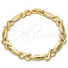 Oro Laminado Fancy Bracelet, Gold Filled Style Hugs and Kisses Design, Polished, Golden Finish, 03.210.0037.08