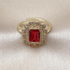 Oro Laminado Multi Stone Ring, Gold Filled Style Cluster Design, with Garnet and White Cubic Zirconia, Polished, Golden Finish, 01.196.0032.1