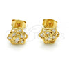 Sterling Silver Stud Earring, Flower Design, with White Cubic Zirconia, Polished, Golden Finish, 02.285.0056