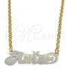 Oro Laminado Pendant Necklace, Gold Filled Style Nameplate Design, Polished, Tricolor, 04.63.1387.1.18