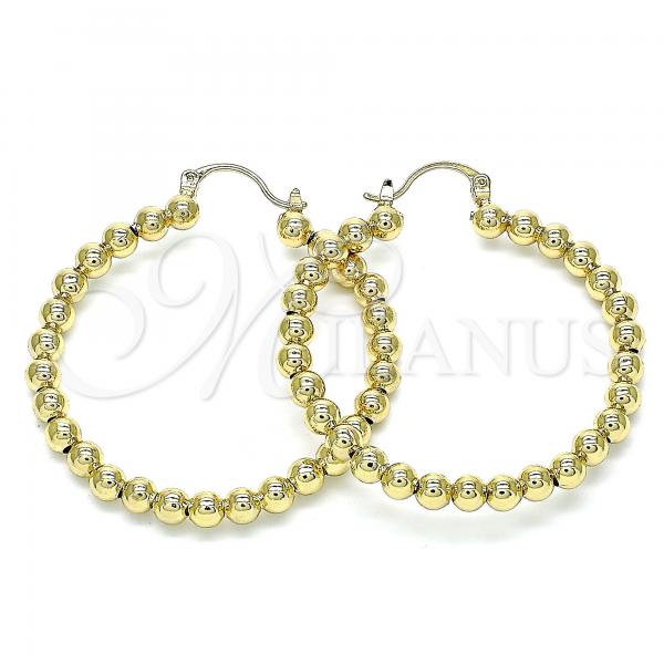 Oro Laminado Medium Hoop, Gold Filled Style Ball Design, Polished, Golden Finish, 02.385.0002.40