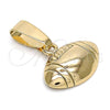 Oro Laminado Fancy Pendant, Gold Filled Style Ball Design, Diamond Cutting Finish, Golden Finish, 5.183.038