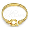 Oro Laminado Fancy Bracelet, Gold Filled Style Greek Key Design, Polished, Golden Finish, 03.179.0024.08