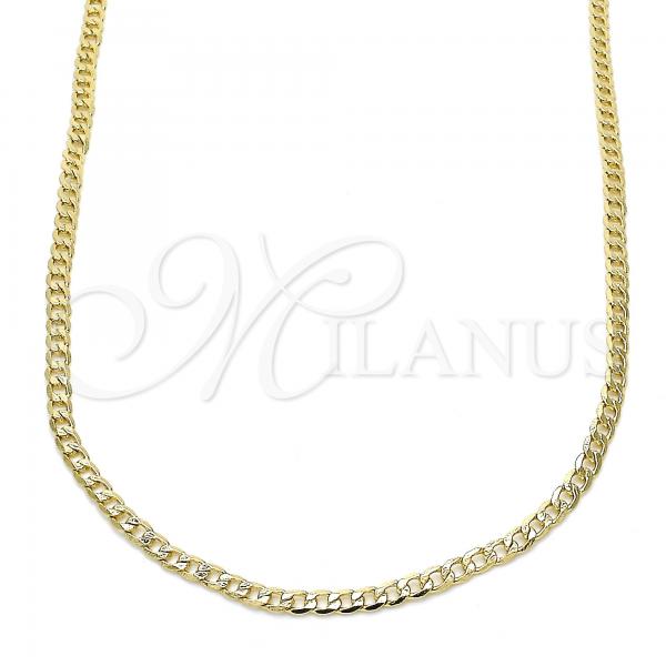 Oro Laminado Basic Necklace, Gold Filled Style Curb Design, Polished, Golden Finish, 5.222.008.16