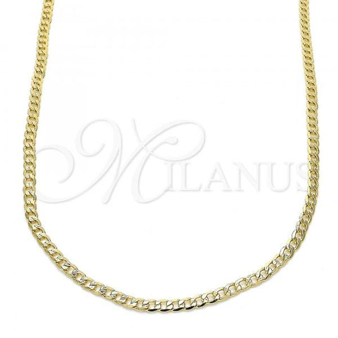 Oro Laminado Basic Necklace, Gold Filled Style Curb Design, Polished, Golden Finish, 5.222.008.16
