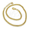 Oro Laminado Basic Anklet, Gold Filled Style Miami Cuban Design, Polished, Golden Finish, 04.213.0095.10