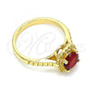 Oro Laminado Multi Stone Ring, Gold Filled Style with Garnet Cubic Zirconia, Polished, Golden Finish, 01.284.0044.1.09
