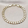 Oro Laminado Basic Bracelet, Gold Filled Style Curb Design, Polished, Golden Finish, 5.222.002.08