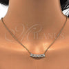 Oro Laminado Pendant Necklace, Gold Filled Style Flower Design, with White Cubic Zirconia, Polished, Golden Finish, 04.213.0049.16